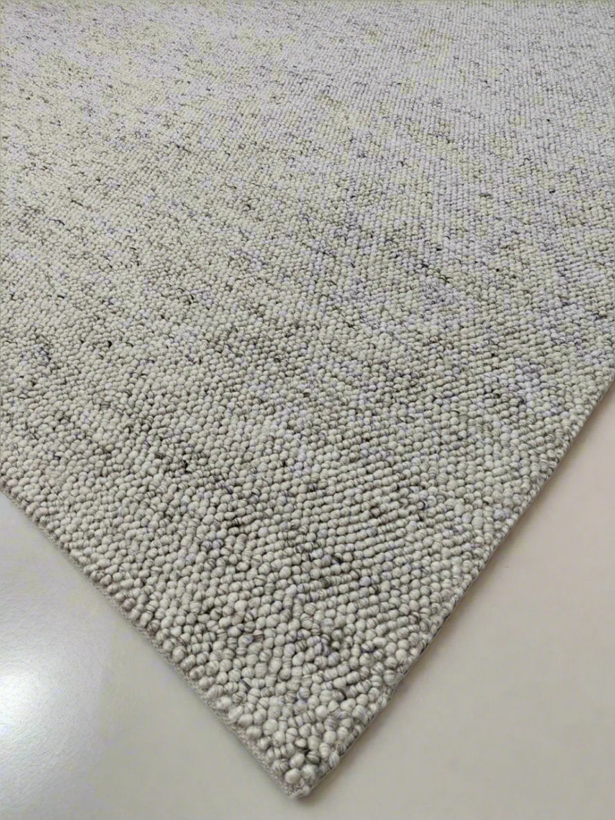 Pebbles Pure Oyster Wool Hand Woven Rug