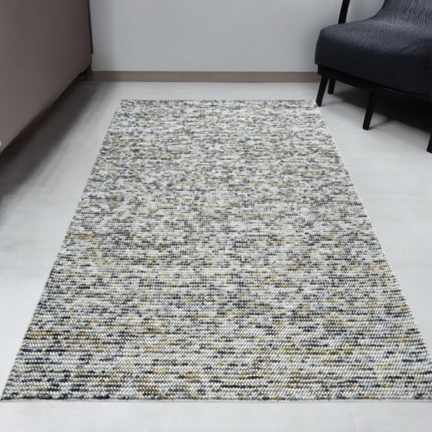 Pebbles Cherry Mineral Grey Yellow Hand-Woven wool Rug