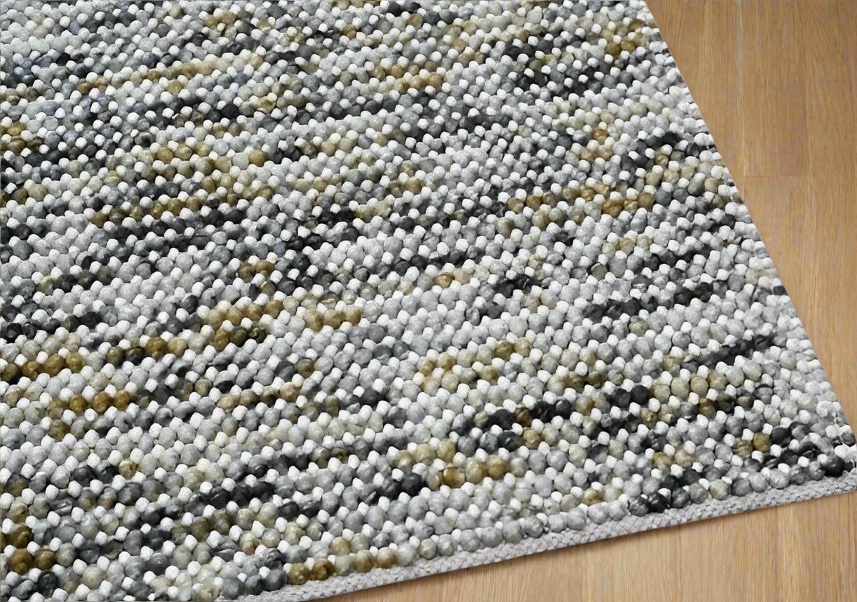 Pebbles Cherry Mineral Grey Yellow Hand-Woven wool Rug