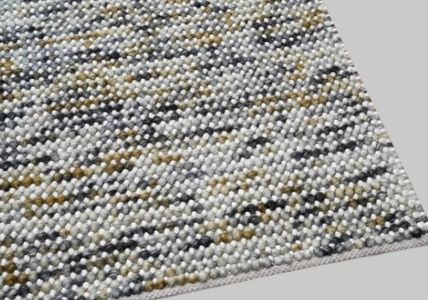 Pebbles Mineral Grey Yellow Colour Hand-Woven wool Rug