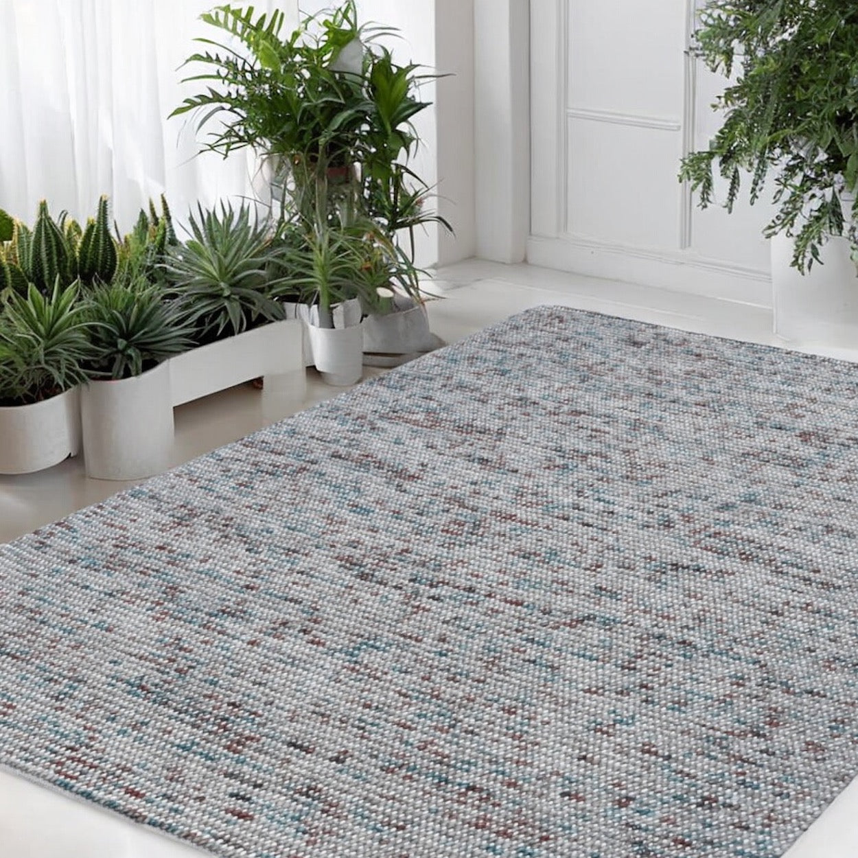 Pebbles Cherry Oasis Hand-Woven wool Multi Rug