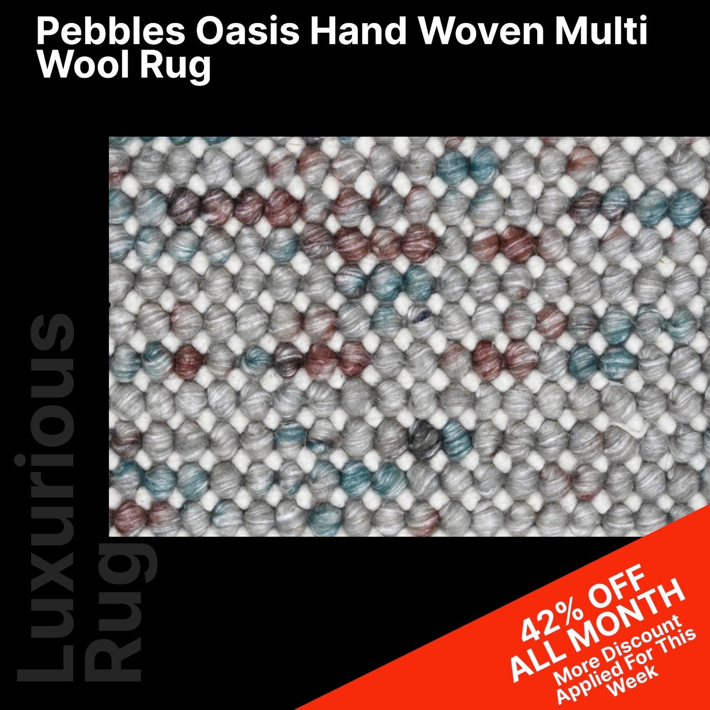 Pebbles Cherry Oasis Hand-Woven wool Multi Rug