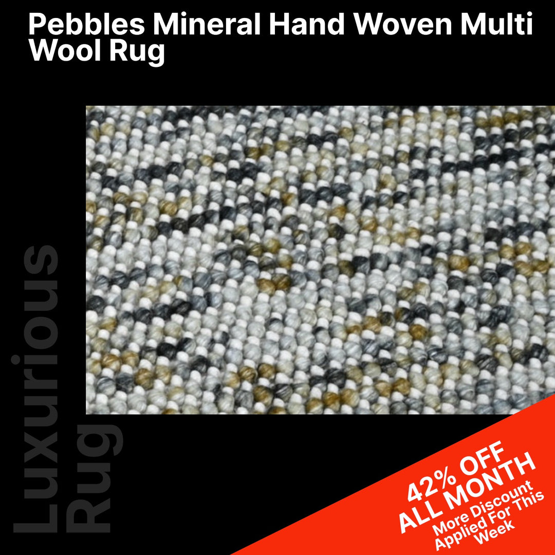 Pebbles Mineral Grey Yellow Colour Hand-Woven wool Rug