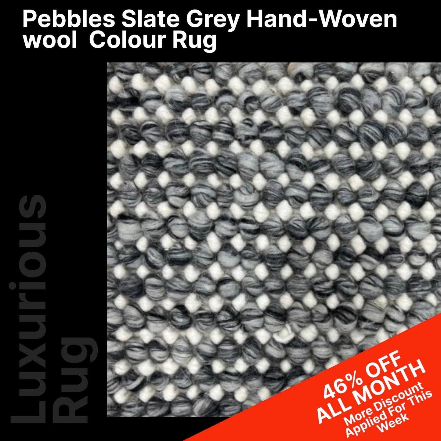 Pebbles Cherry Slate Grey Hand-Woven Wool Rug