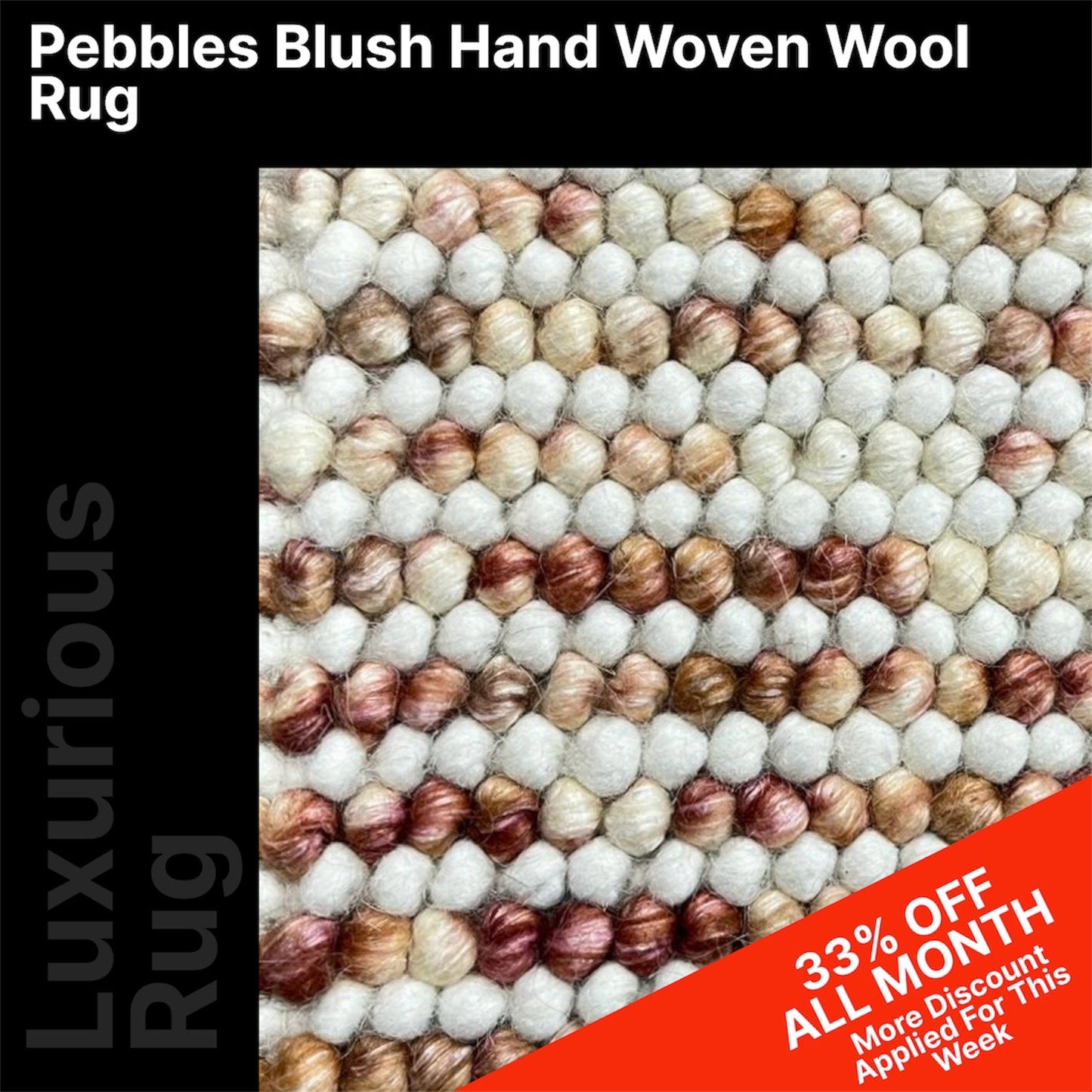 Pebbles Blush Hand Woven Wool Rug