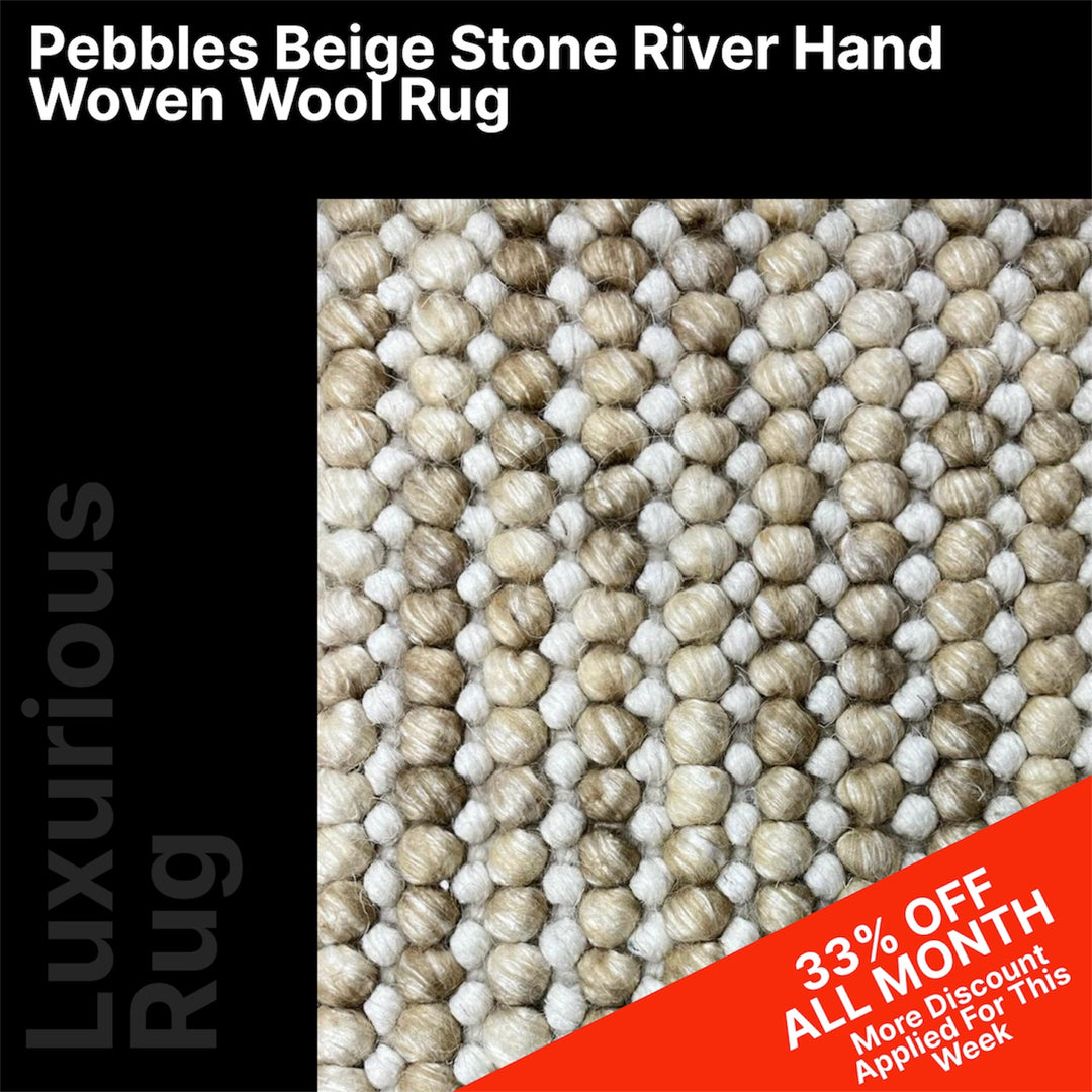 Pebbles Beige Stone River Hand Woven Wool Rug