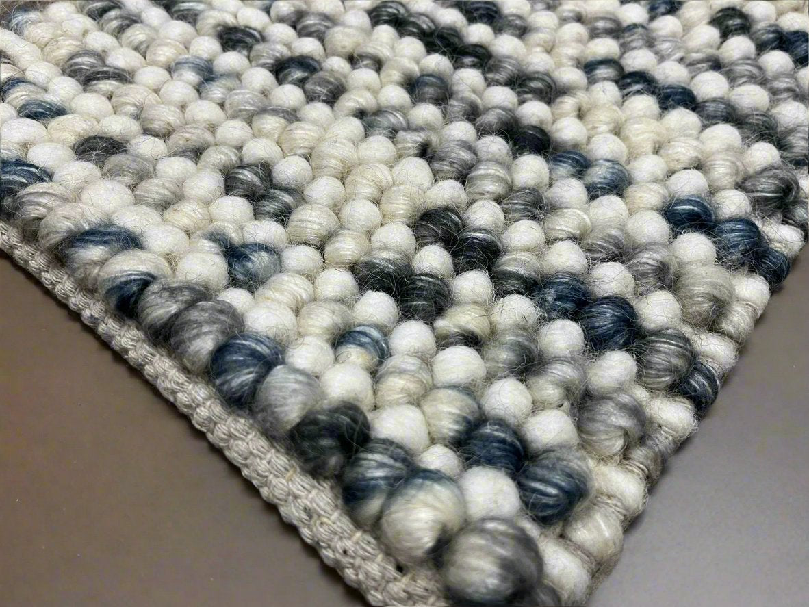 Pebbles Cherry Ocean Stone Weave Multi Colour Hand Woven Wool Rug