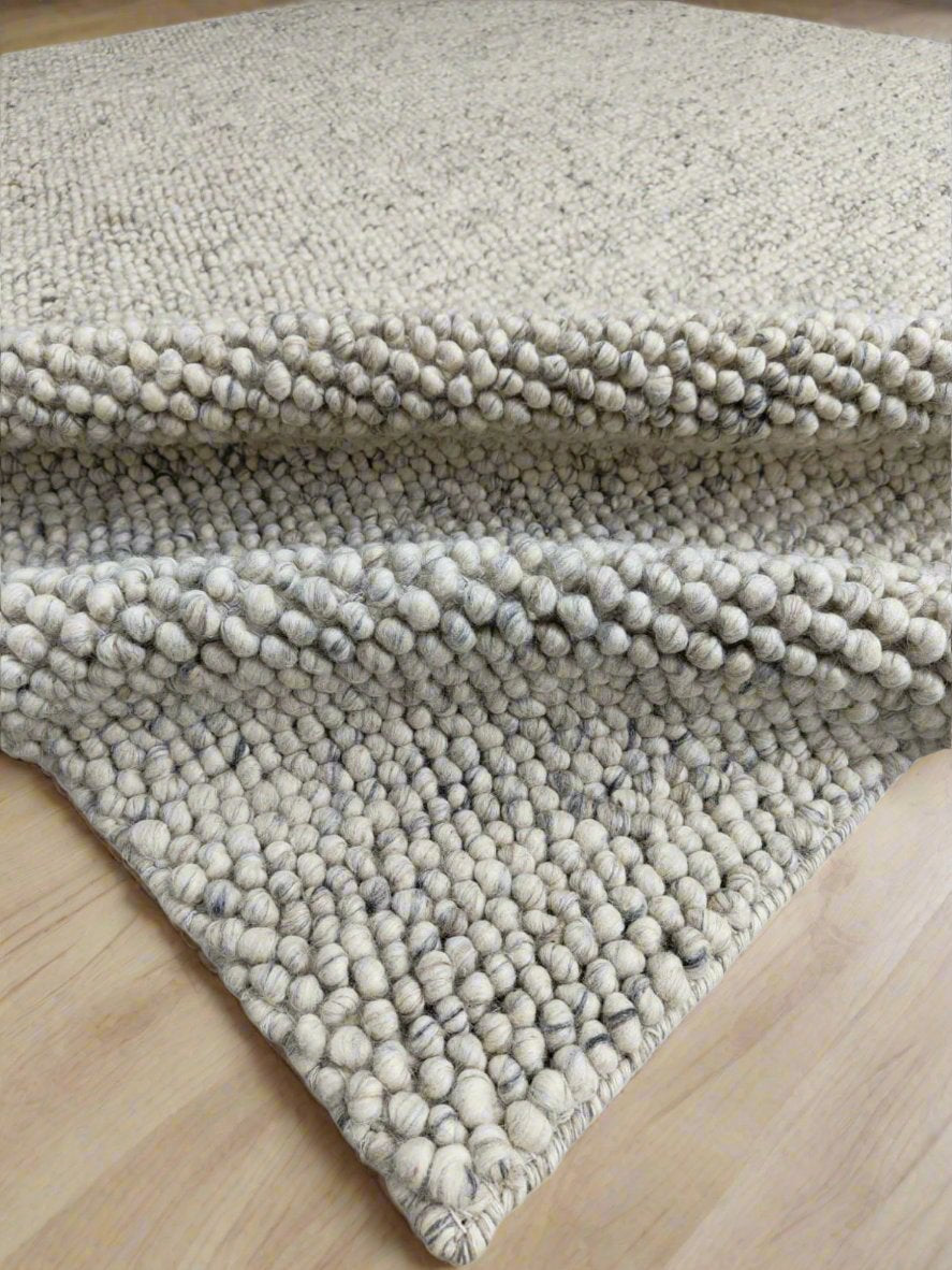 Pebbles Stony Path Hand Woven Wool and Cotton Blend Rug