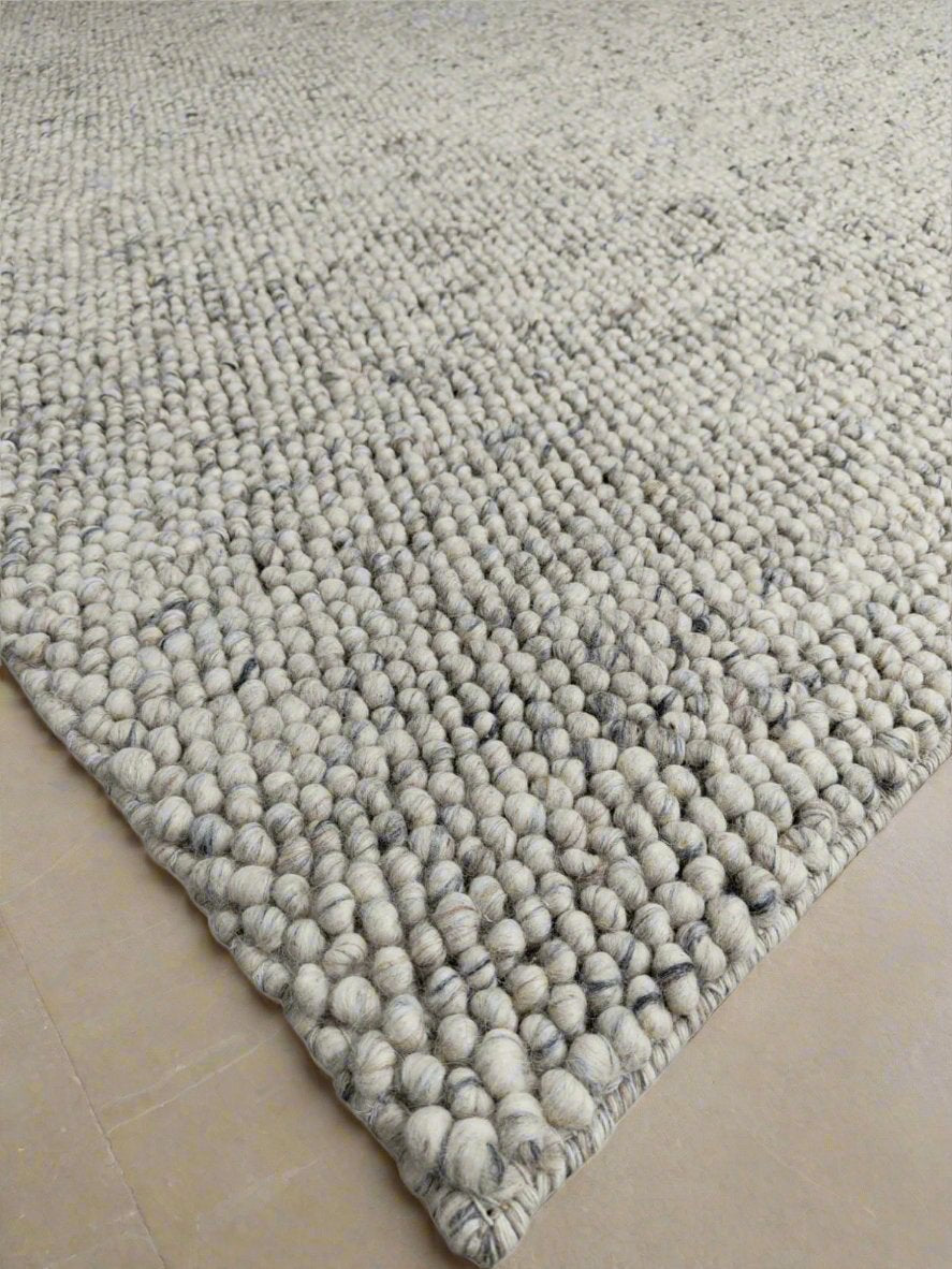 Pebbles Stony Path Hand Woven Wool and Cotton Blend Rug