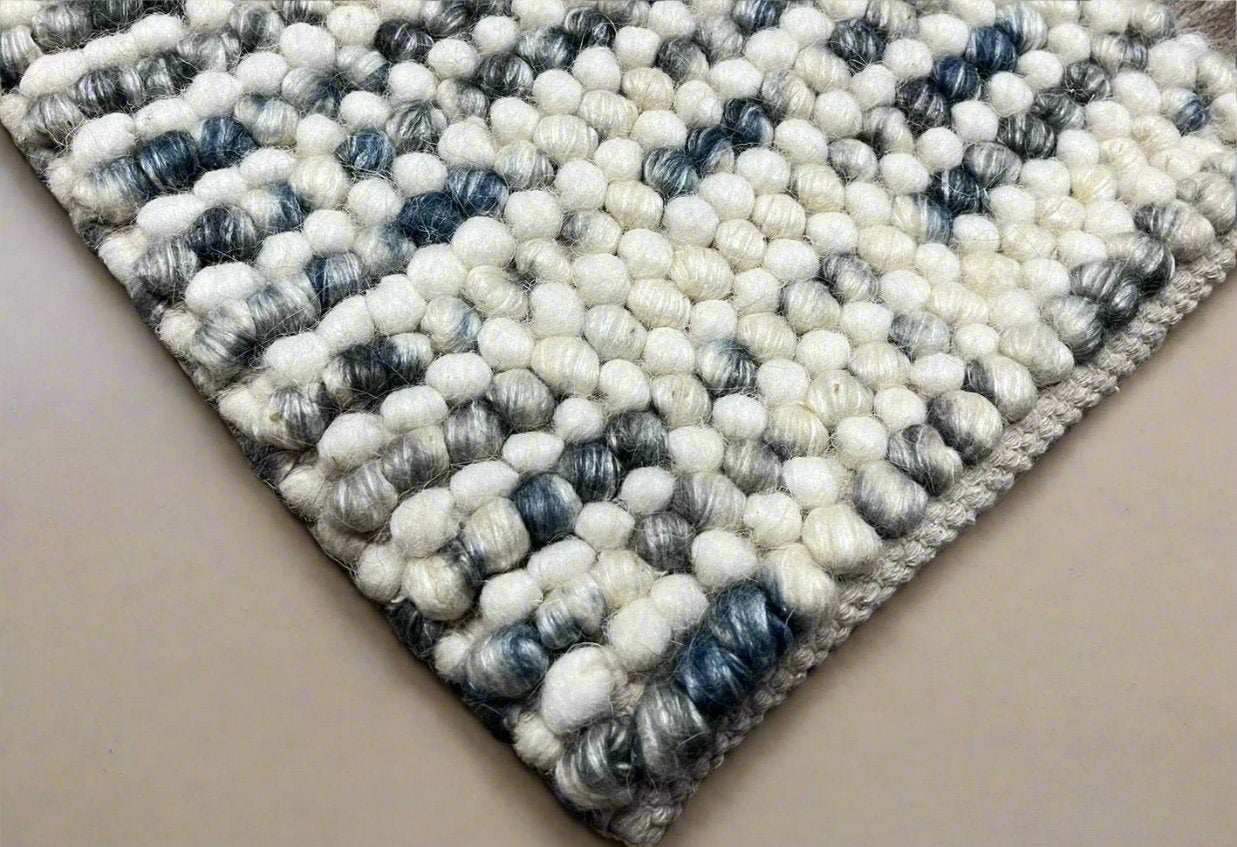 Pebbles Cherry Ocean Stone Weave Multi Colour Hand Woven Wool Rug