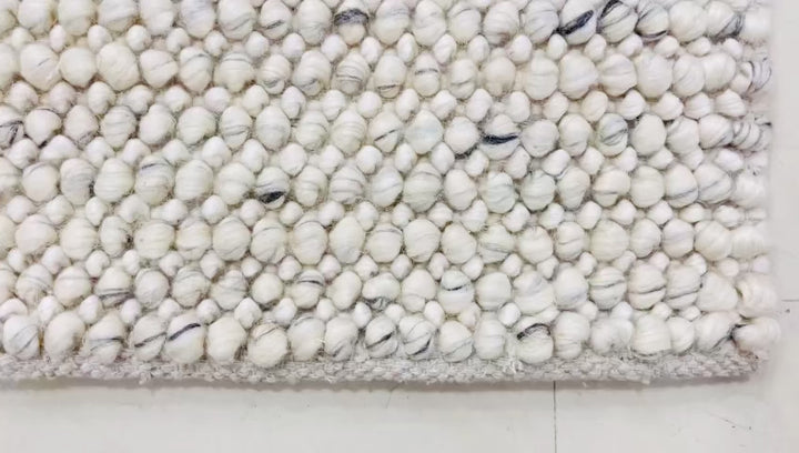 Pebbles Ice Ivory white Grey colour Hand-Woven wool Rug