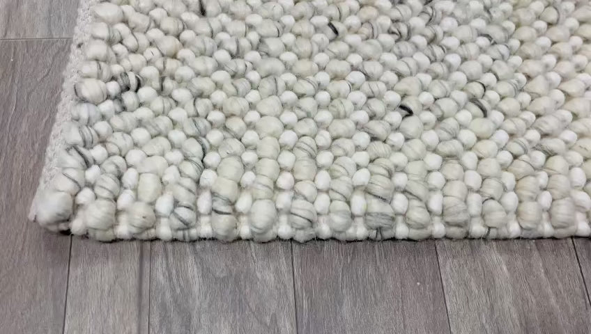 Pebbles Ice Ivory white Grey colour Hand-Woven wool Rug