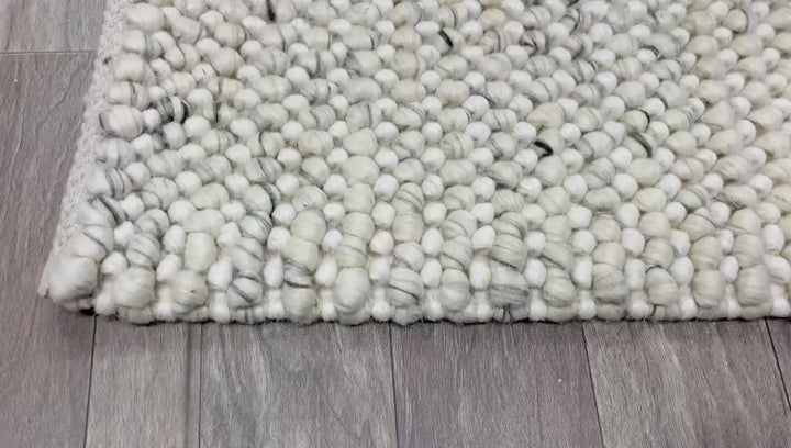 Pebbles Ice Ivory white Grey colour Hand-Woven wool Rug