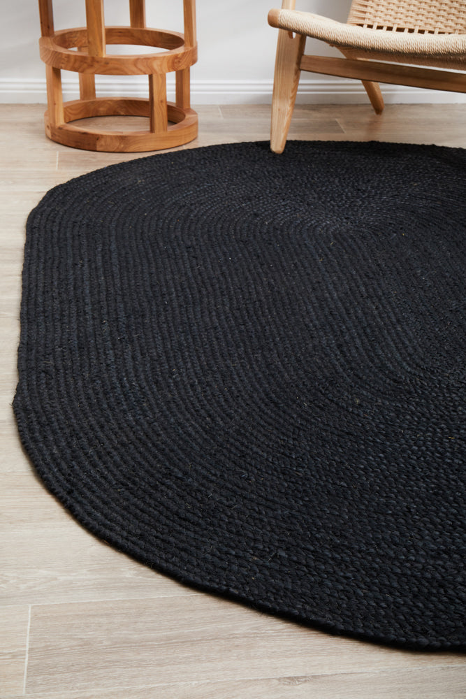 Bondi Black Oval Rug