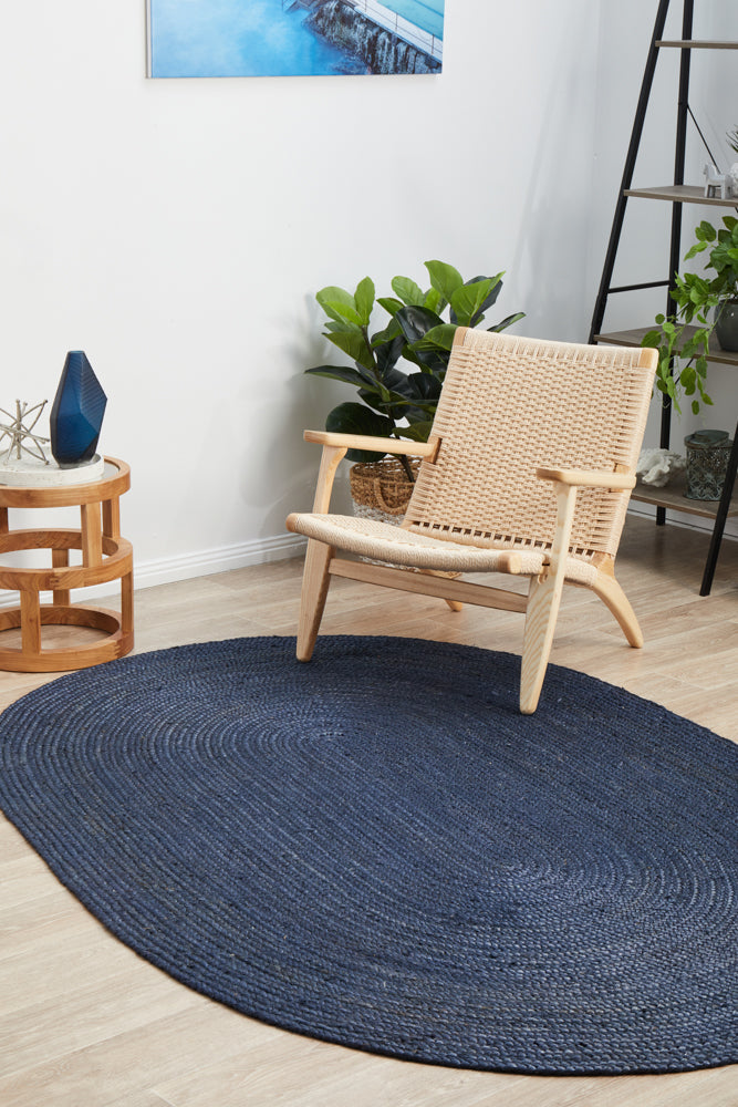 Bondi Navy Oval Rug