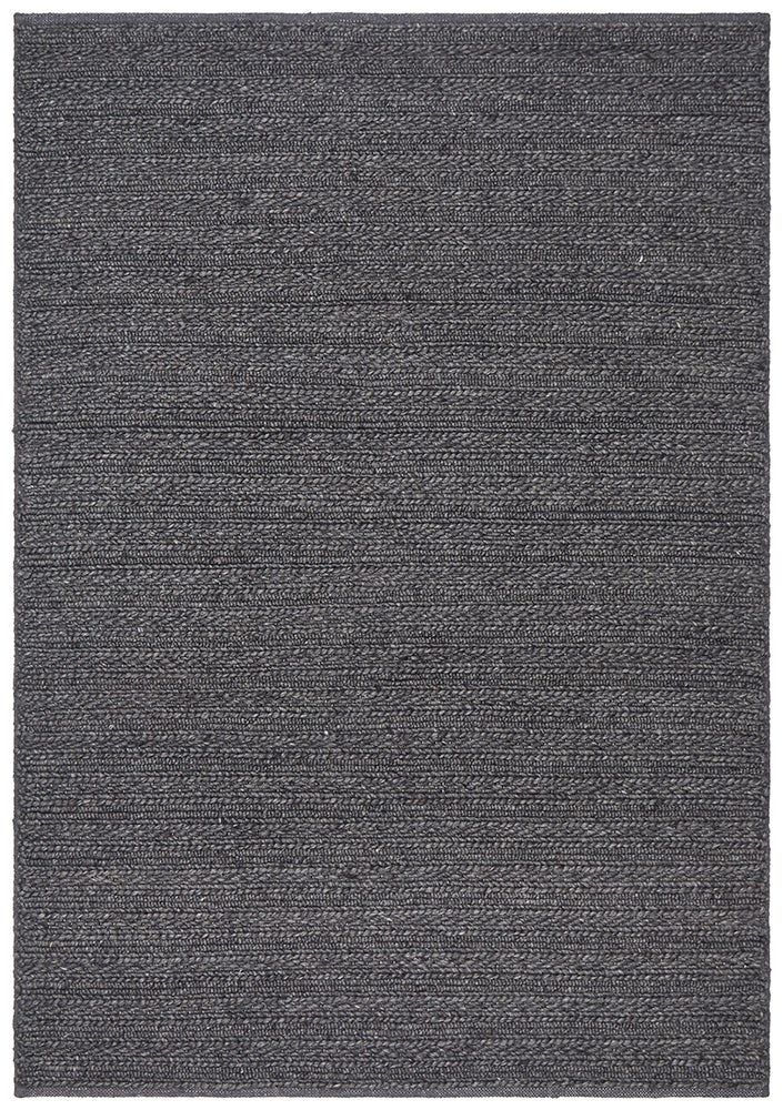 Harvest 801 Charcoal Black Textured Hand Woven Rug