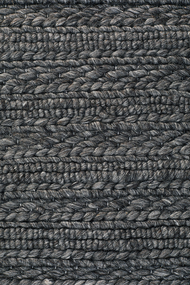 Harvest 801 Charcoal Black Textured Hand Woven Rug