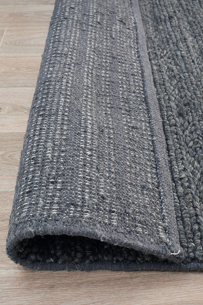 Harvest 801 Charcoal Black Textured Hand Woven Rug