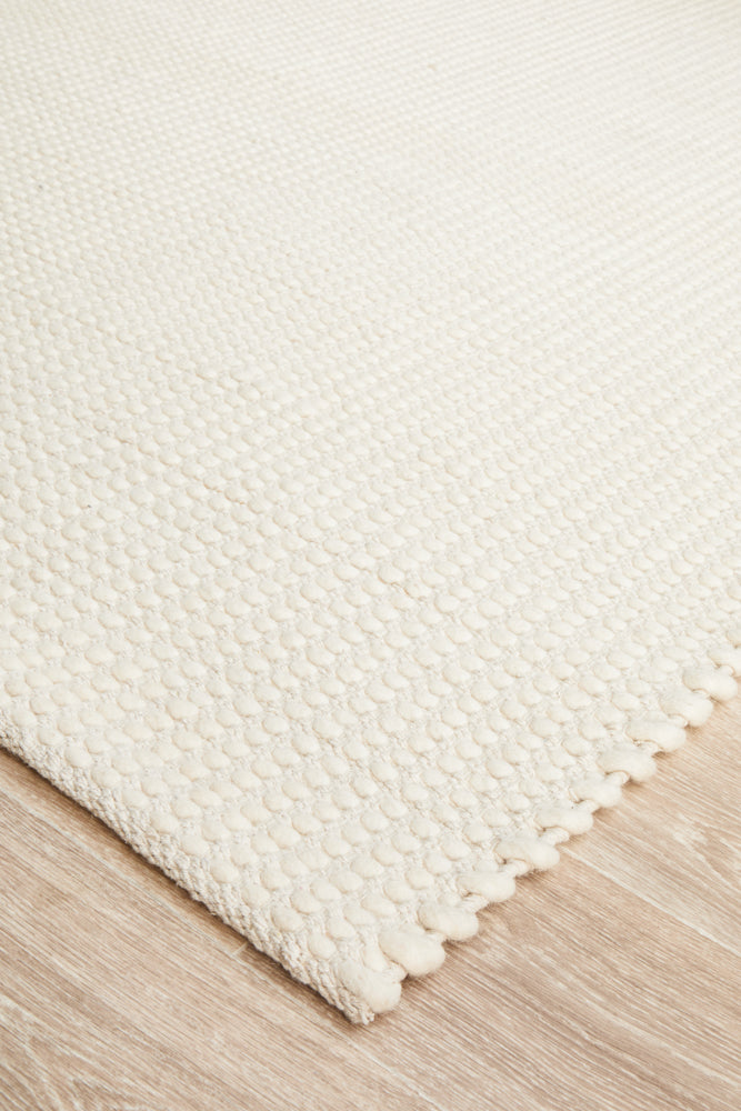 SKANDI IVORY White Felted Wool Floor Rug