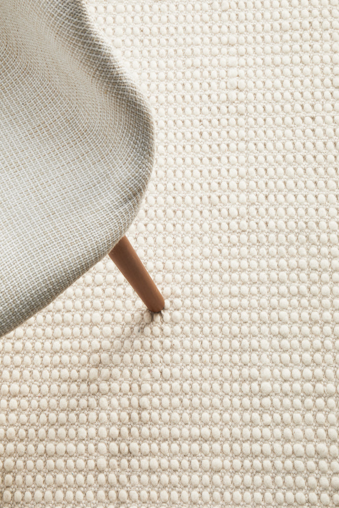 SKANDI IVORY White Felted Wool Floor Rug